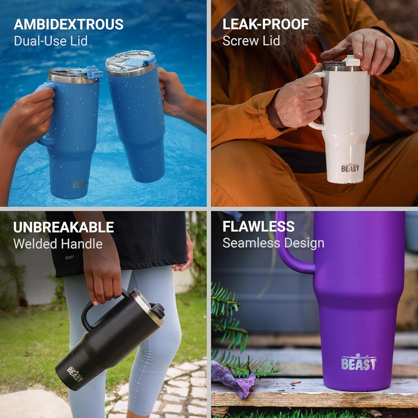 Beast 50 oz Tumbler Stainless Steel Vacuum Insulated Coffee Ice Cup Double Wall Travel Flask (Rainbow)