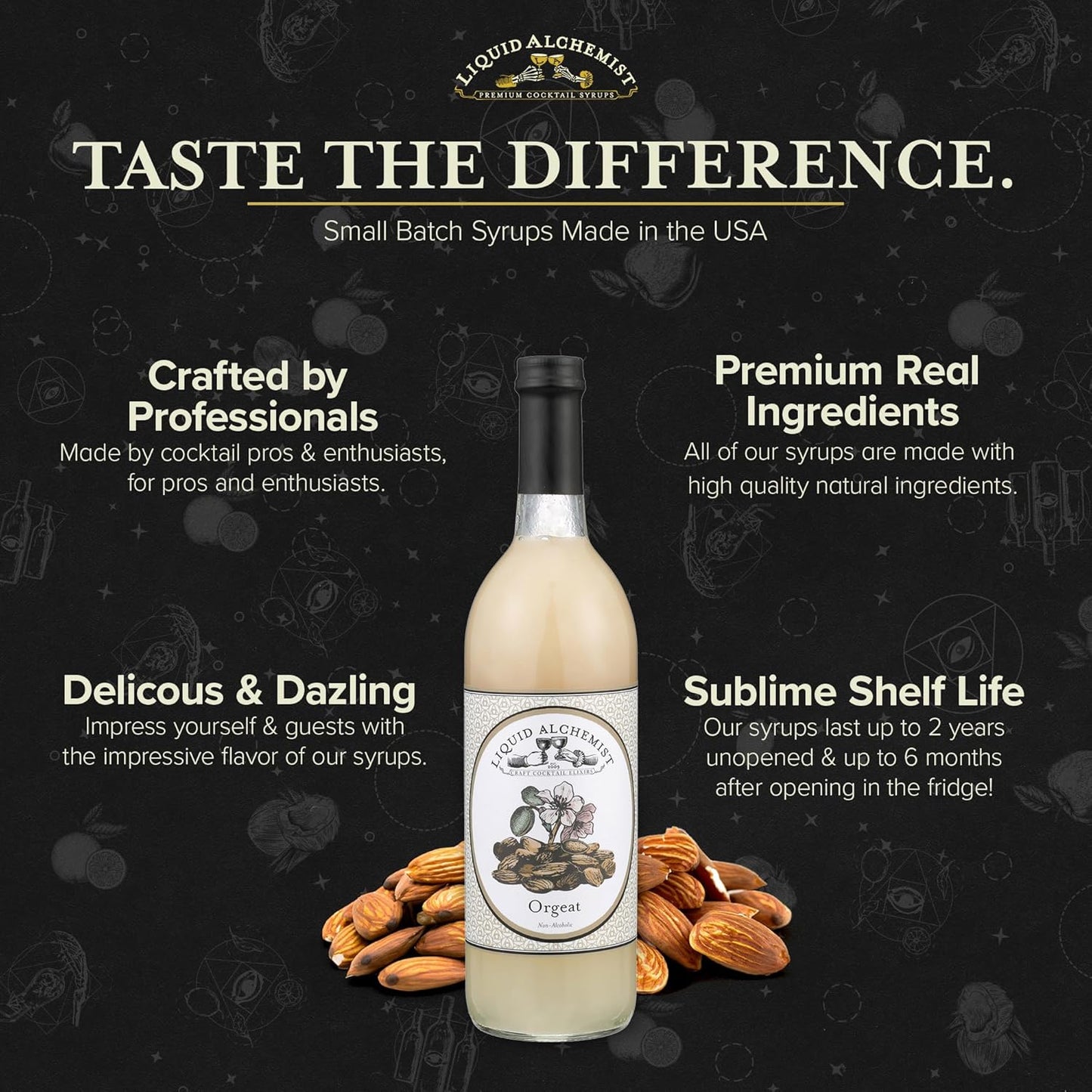 Liquid Alchemist Orgeat Syrup for Cocktails - Real Ingredients Make Our Almond Syrup the Perfect Mai Tai Mix - Non-GMO, Gluten Free & Vegan (25 oz)