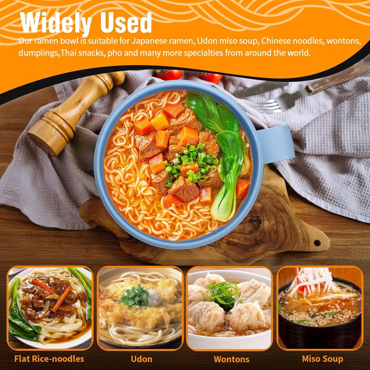 Microwave Bowl with Lids,Ramen Bowl,28oz Microwave Soup Mugs with Handles,for Soup and Instant Noodles,Oatmeal, Gumbo, Salad, College Dorm Room Essentials for Girls for Boys Apartment Essentials