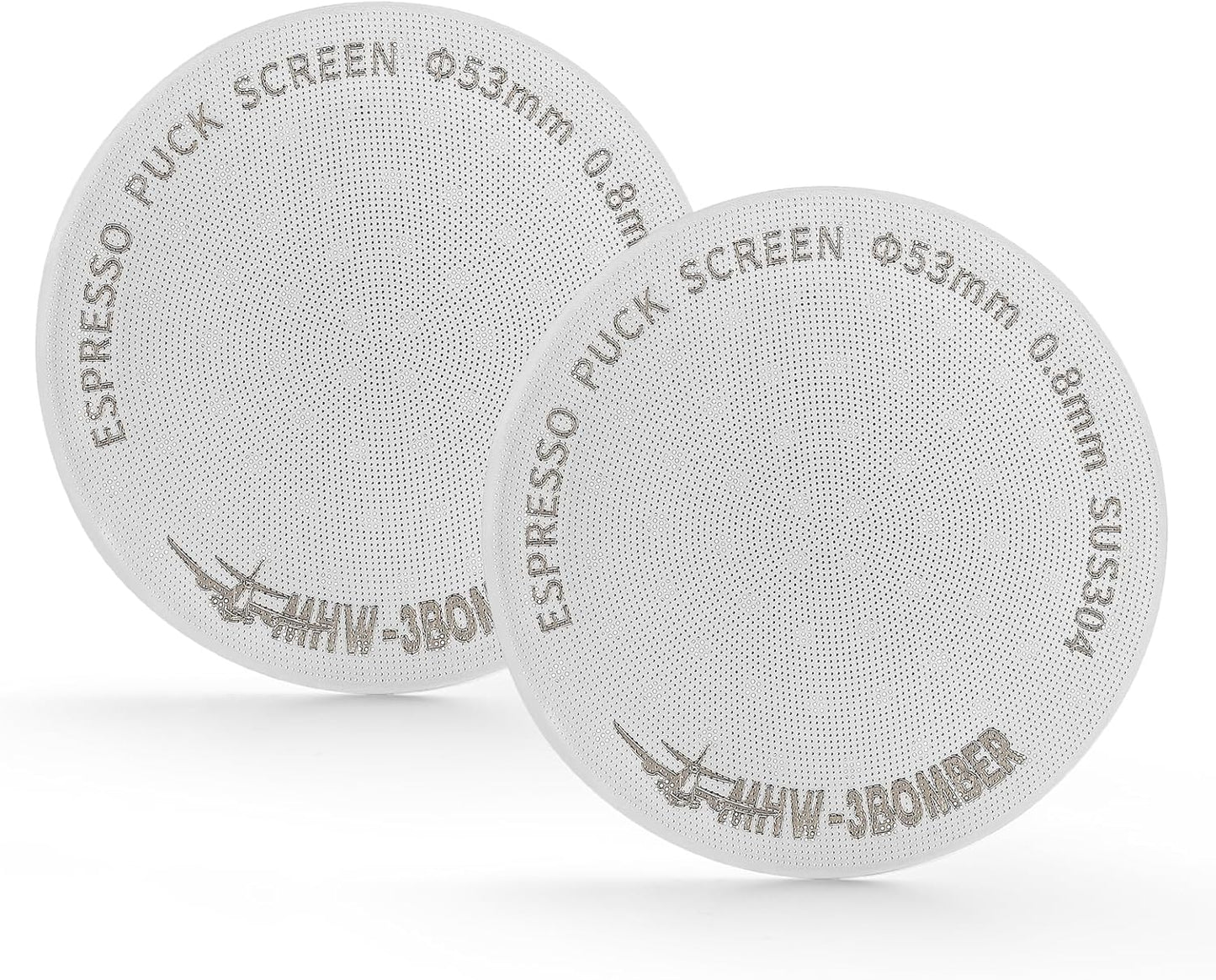 MHW-3BOMBER 53mm Espresso Puck Screen 2 Packs Metal Coffee Filter Reusable Espresso Filters for 54mm Portafilter Basket 0.8mm Thickness FG7009M-OS