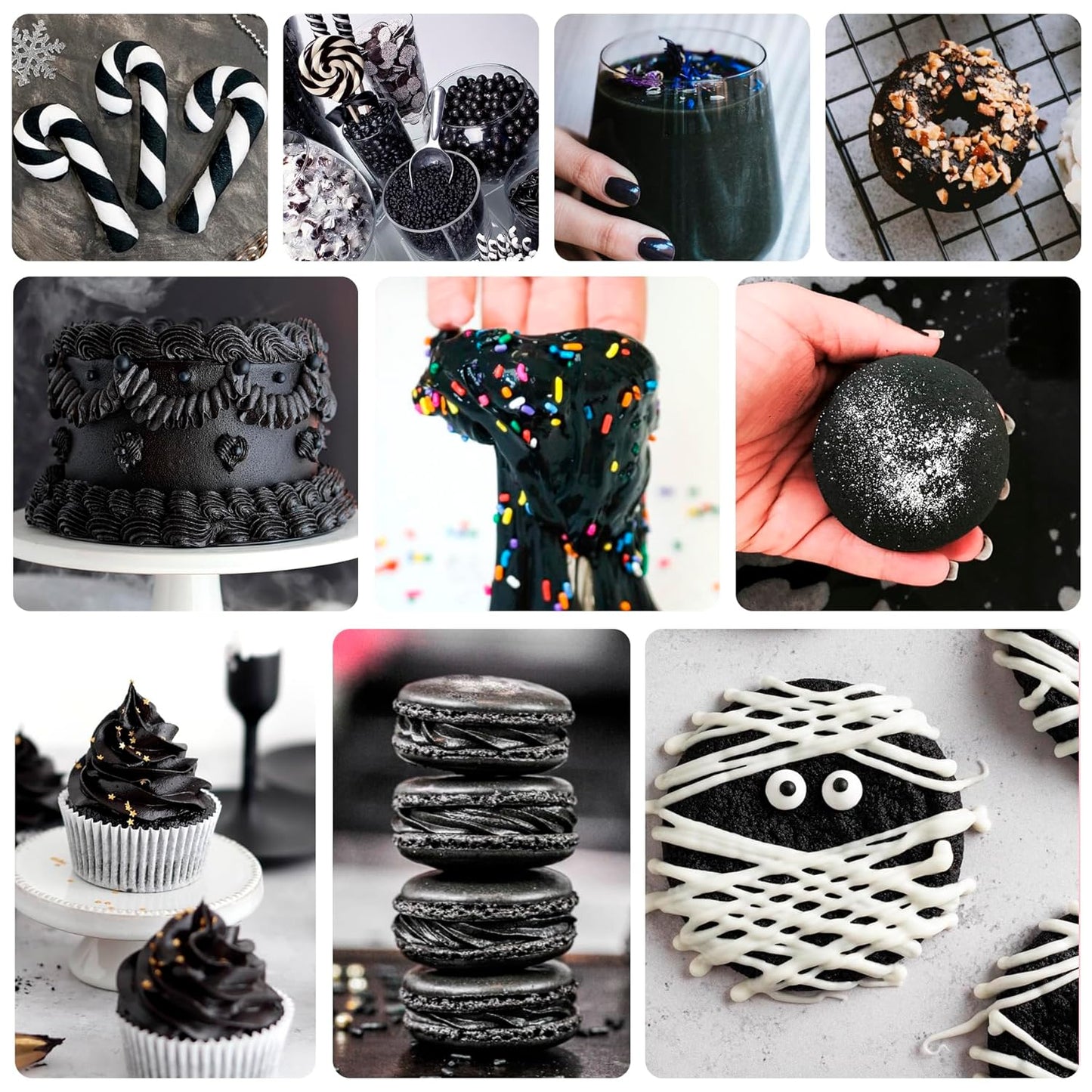 Food Coloring - Vibrant Liquid Icing Food Coloring Set for Baking, Cake Decorating, Easter Egg, Airbrush - Tasteless Food Color Dye for Fondant, Slime, DIY Crafts - 5.5 Fl.oz / 160ml Each (Black)