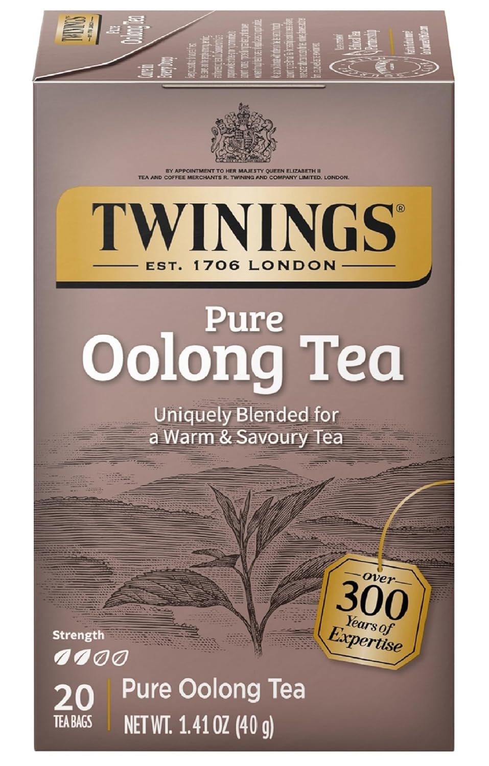 Twinings Pure Oolong Tea Individually Wrapped Bags, 20 Count (Pack of 1), Warm, Nutty Flavor & Golden Colour, Caffeinated, Enjoy Hot or Iced, 20 Teabags