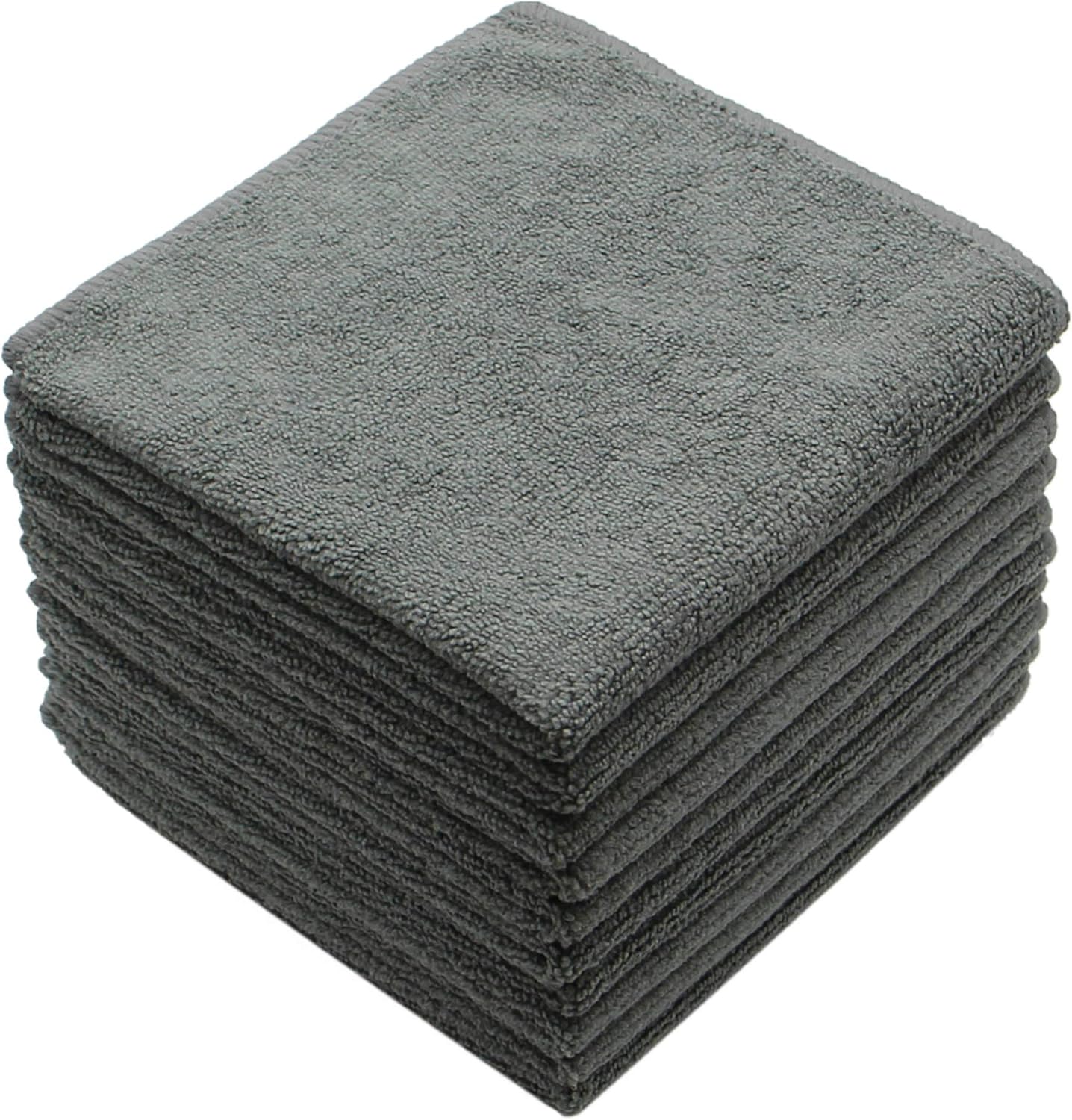Microfiber Dish Cloths Ultra Absorbent Kitchen Dish Rags for Washing Dishes Fast Drying Cleaning Cloth 12InchX12Inch 10 Pack Gray