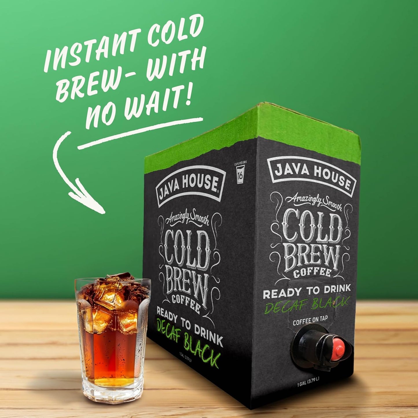 Java House Cold Brew Coffee on Tap (Pack of 2) – Premium 100% Arabica Decaf – Smooth Decaf with Chocolate & Caramel Notes – 1 Gallon Box (16 Servings) – Ready to Drink, No Caffeine, No Brewing Required, Fridge-Friendly