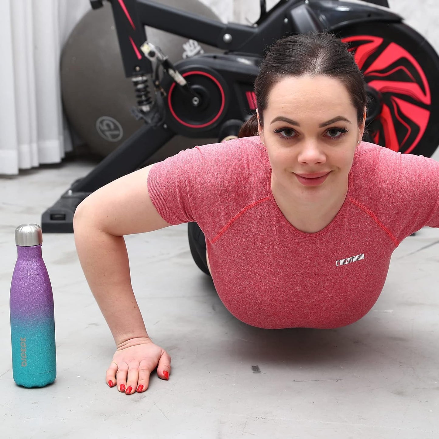 BJPKPK 17oz Insulated Water Bottles Stainless Steel,Sports Water Bottles Keep Cold for 24 Hours and Hot for 12 Hours,BPA Free,Glitter Silver Pink