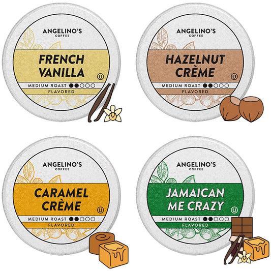 Angelino's Coffee, 96 Count, Compatible with Keurig 2.0 K-Cup Brewers (Flavored Variety, 96 Count)