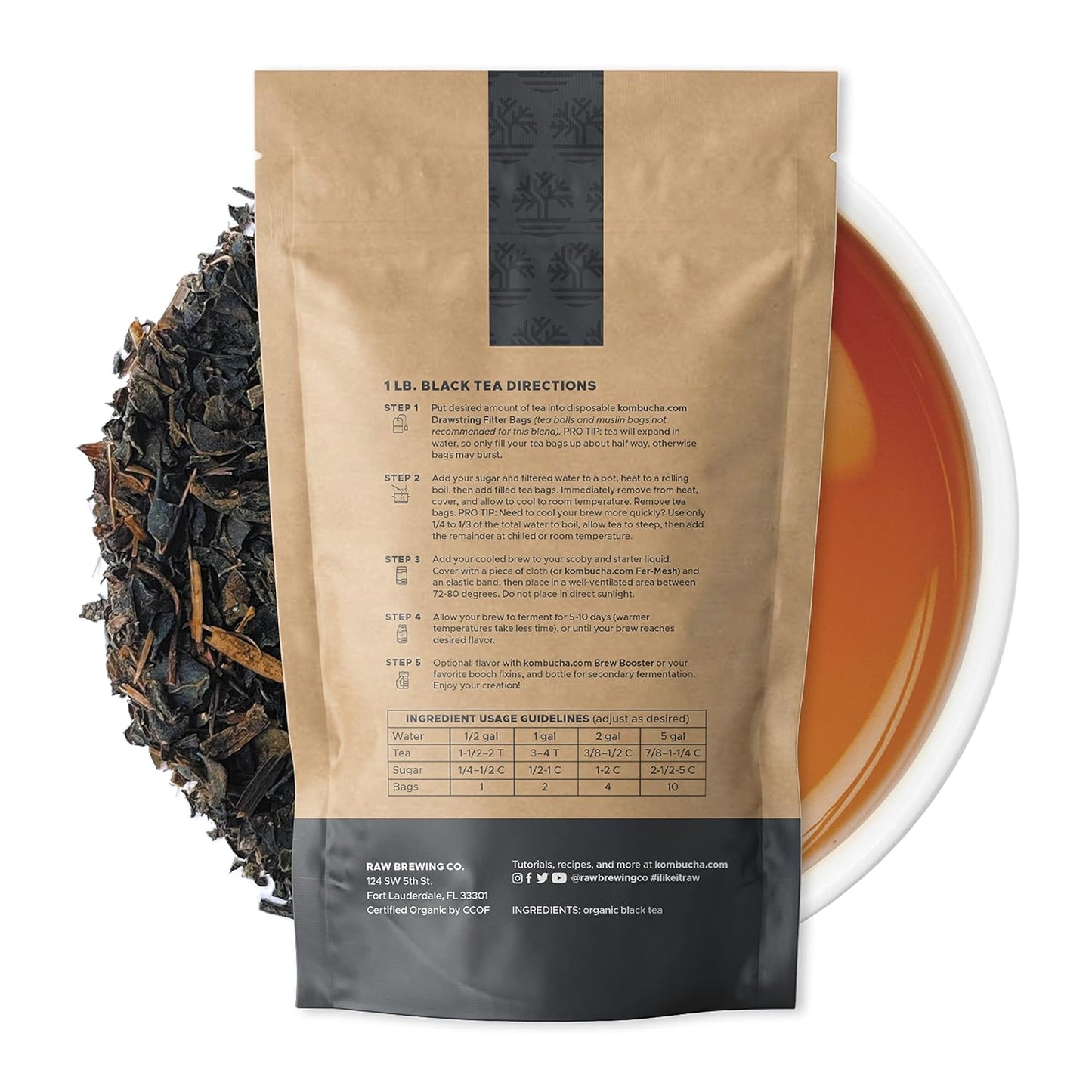 Kombucha.com Certified Organic Loose Leaf Tea - Kombucha Brewing Blends (Black Tea Blend, 1 Pound). Makes up to 50 gallons.