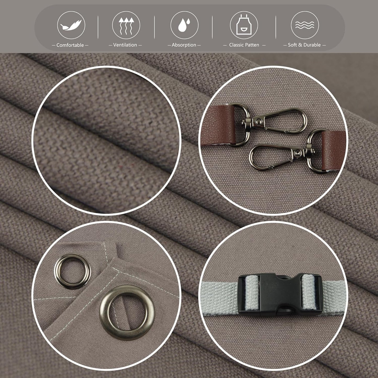 10 Pack Kitchen Apron, Work Apron, Canvas, Multiple Pockets, Gardening, Painting, BBQ, Artist, Carpenter, Sizes M to XXL, Dark Gray