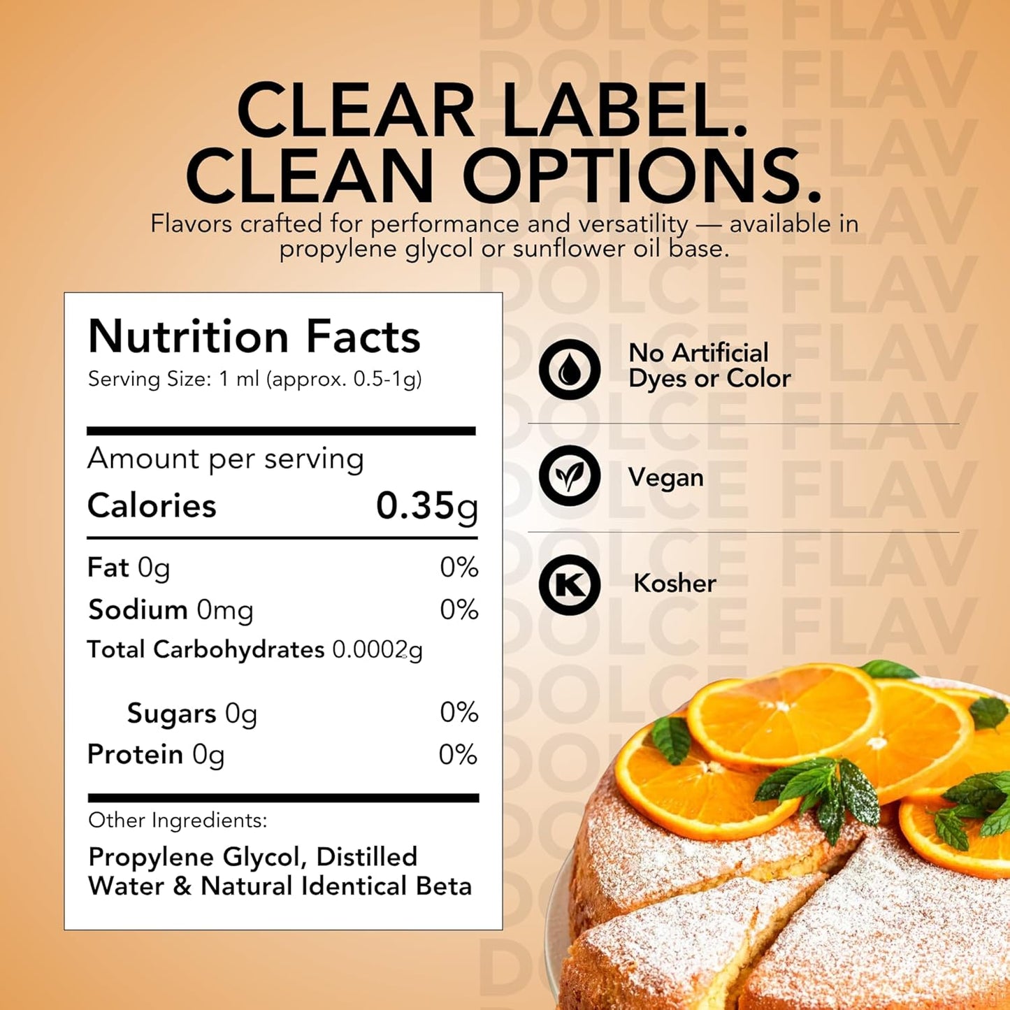 Dolce Flav Natural Orange Food Coloring – 2 oz Bright Plant-Based Liquid Dye | Water-Soluble Color for Baking, Drinks & Desserts | Graduated Dropper Included | No Artificial Dyes | Kosher | Made in USA