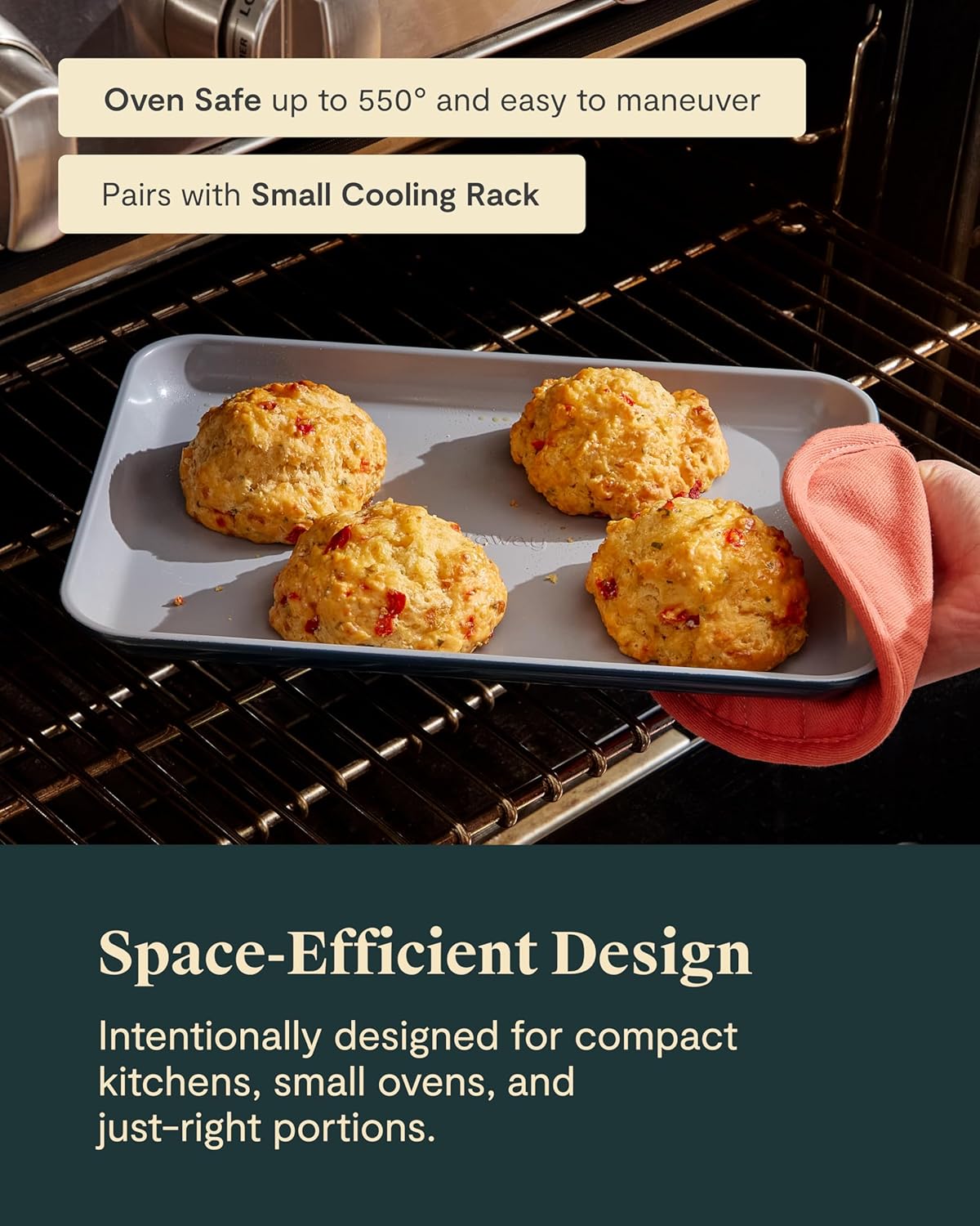 Caraway Nonstick Ceramic Small Baking Sheet (9x13”) – Non-Toxic, PTFE & PFOA Free – Oven Safe – Aluminized Steel Core – Mini Sheet Pan for Baking, Roasting & More - Navy