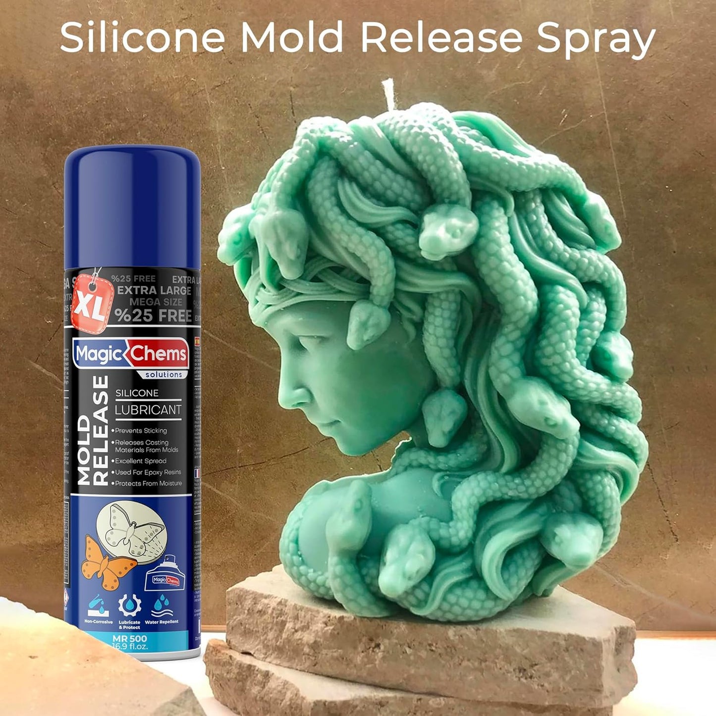 Mold Release, Silicone Mold Release Spray (12x16.9 fl oz/500ml) Mold Release for Epoxy Resin and Candle Mold Release Spray (12 Pack Mega Size)
