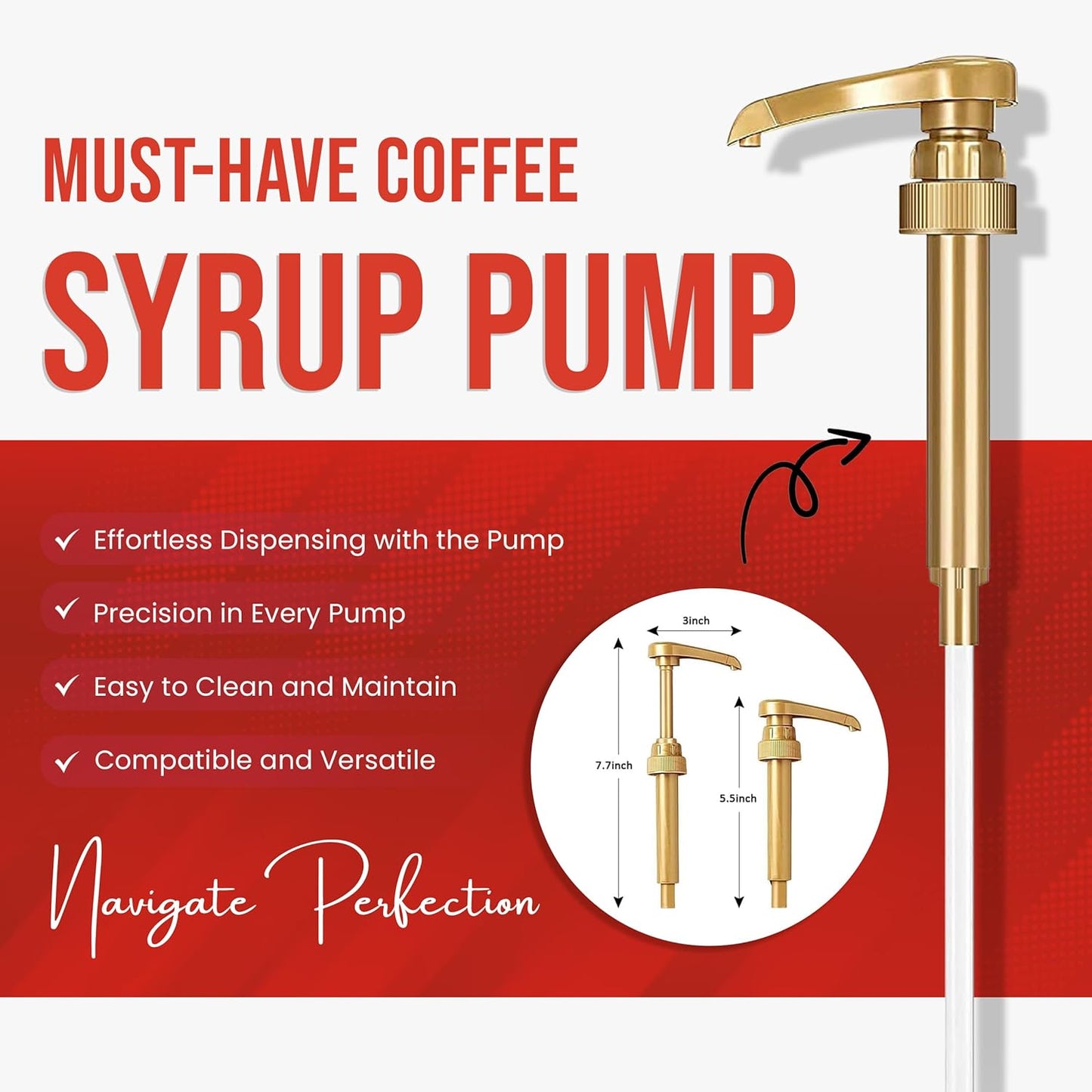 Jimoco® Syrup Pump Dispenser + Torani® Sugar Free Peach Syrup, 25.4 oz - Coffee Syrup Pump & Flavoring Bundle