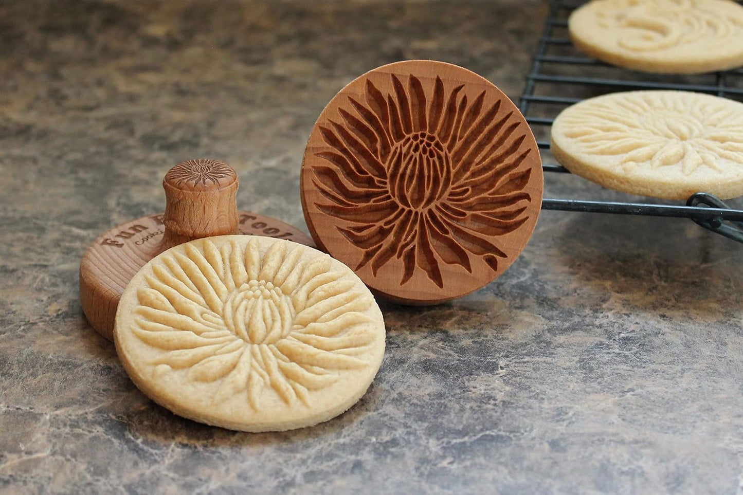 Wood Cookie Stamp, 2.5 Inch (Blooming Chrysanthemum CS-010)