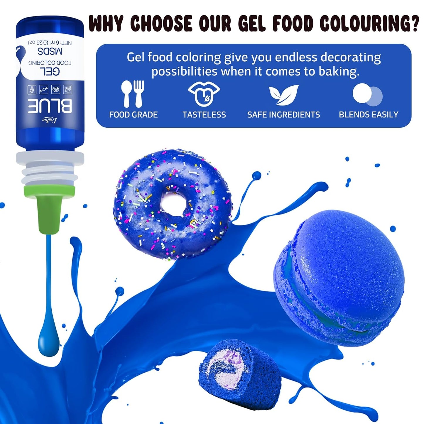 Gel Food Coloring - 4.5oz Vivid Food Coloring Gel for Baking, Cake Decorating, Cookie, Fondant, Macaron - Tasteless Concentrated Edible Food Color Dye for Icing, Slime, Drinks, DIY Crafts (Purple)