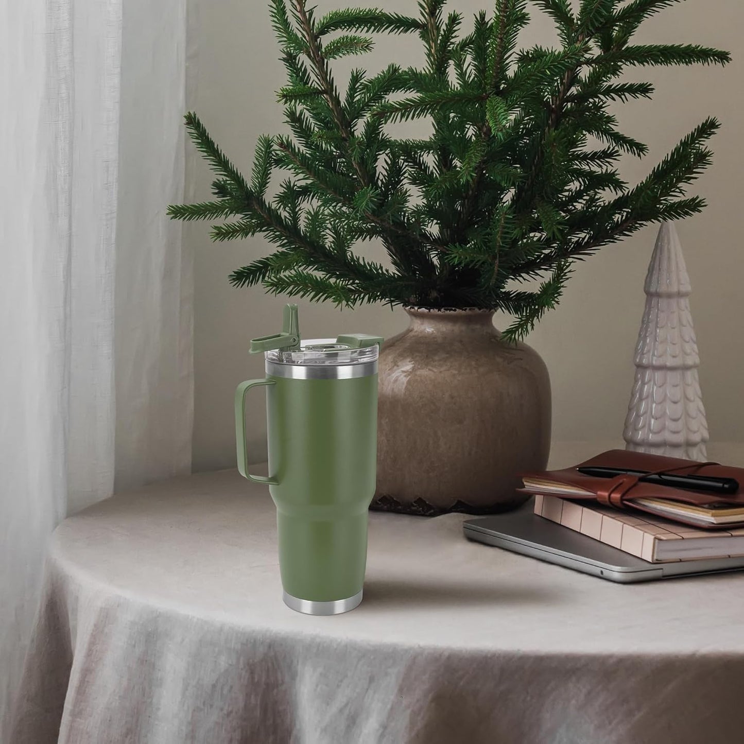 HASLE OUTFITTERS 30oz Tumbler Bulk with Handle, Insulated Travel Coffee Mug Set with Handle Leak-Proof Double Wall Stainless Steel Vacuum Tumblers Pack Metal Cup for Hot and Cold Drink