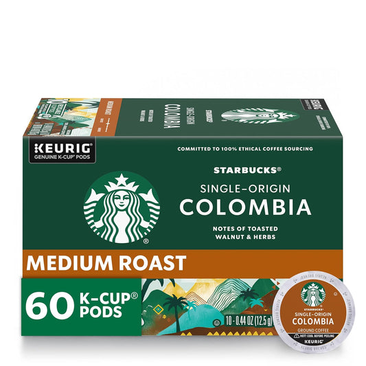 Starbucks K-Cup Coffee Pods, Medium Roast Coffee, Colombia, 100% Arabica, 6 boxes (60 pods total)