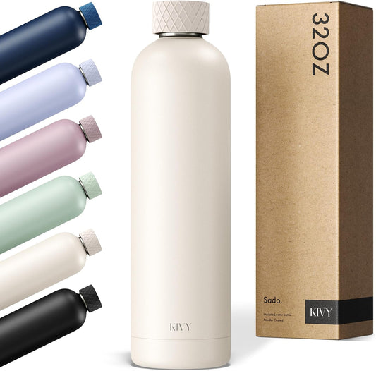KIVY Insulated Water Bottle 32oz [LEAK PROOF] - Insulated Stainless Steel Water Bottle - Stainless Steel Drinking Water Bottle - Thermo Flask Drinking Bottle - BPA Free Water Bottle