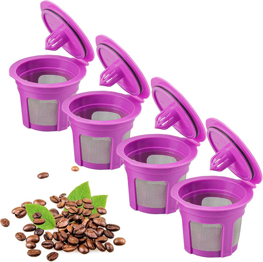 4 Pack Reusable K Cups Coffee Filters, Compatible with Keurig Brewers 1.0 and 2.0Coffee Makers - Universal Kcup Filters