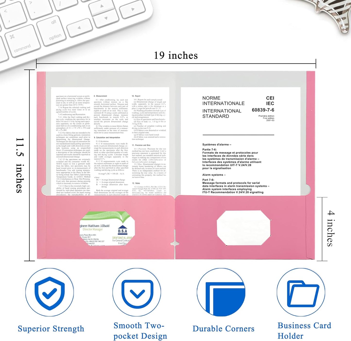 Zzrywuty File Folders with Pockets Letter Size，25-Pack Paper Folders with Card Slot，Two Pocket Folders for School Students，Businessmen，Home and Office Workers（Pink）