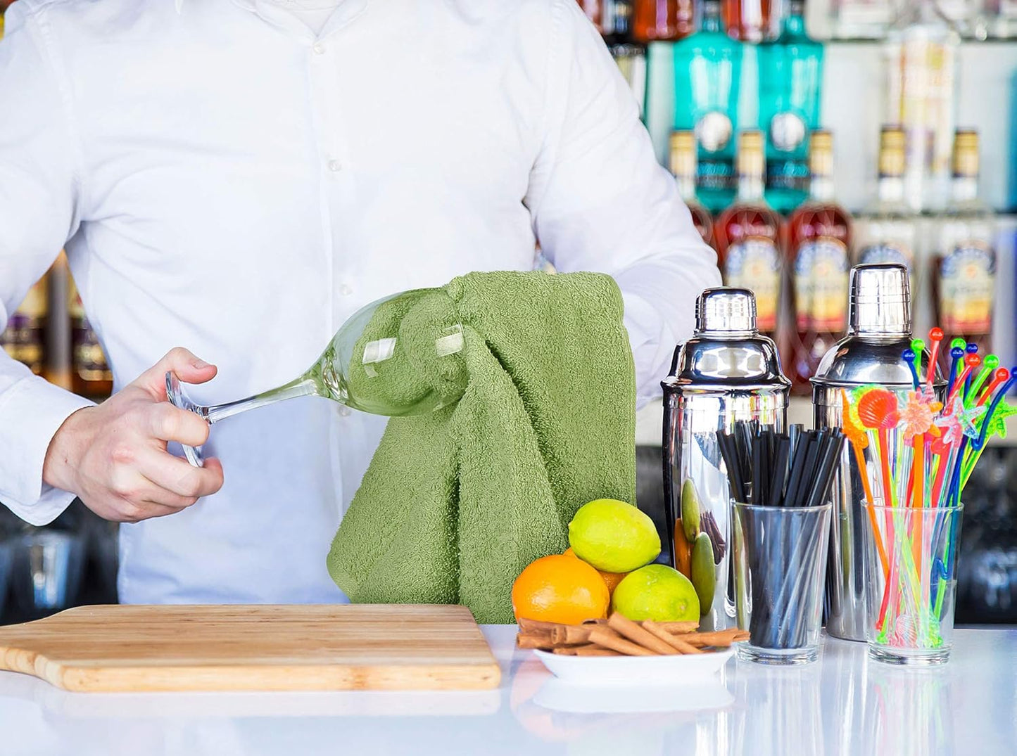 Utopia Towels Kitchen Bar Mops, Pack of 12, 16 by 19 Inches, 100% Cotton Super Absorbent Sage Green Towels, Multi-Purpose Cleaning Towels for Home and Kitchen Bars