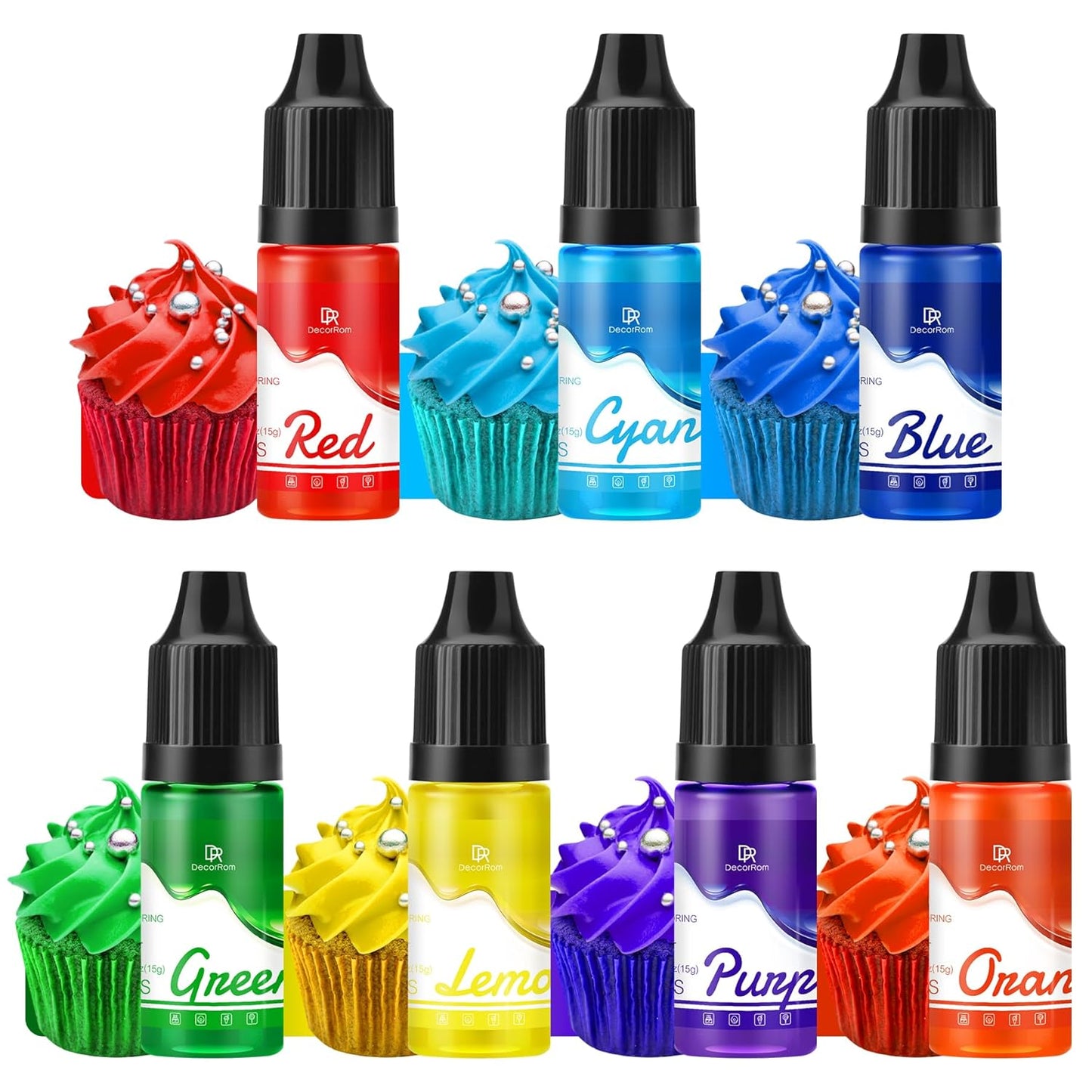 Gel Food Coloring - Rainbow Gel Food Coloring Set for Baking, Cake Decorating, Easter Egg - 7 Colors Concentrated Flavorless Edible Food Color Dye for Icing, Fondant, Cookie, DIY Crafts - 15g/Bottle