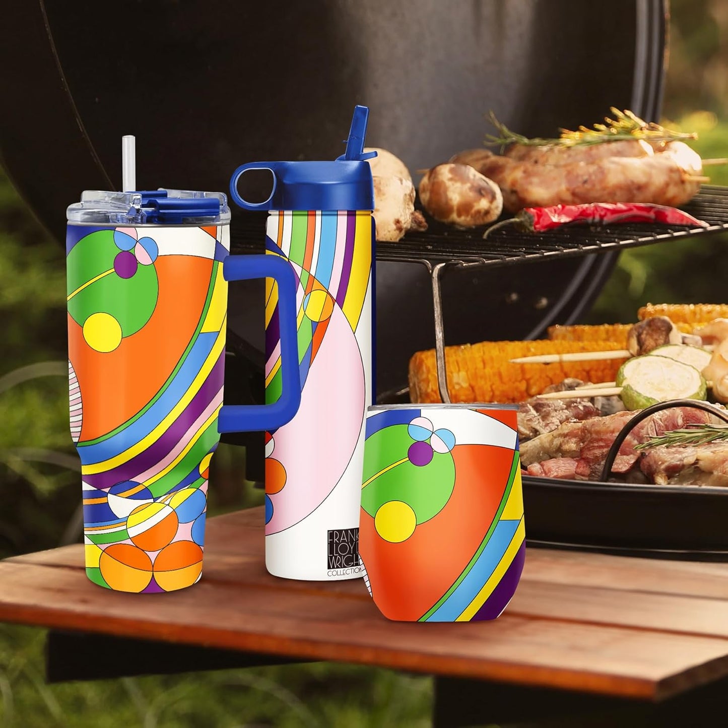 RainCaper 18/8 Stainless Steel Insulated Water Tumbler with Straw | 30oz, BPA-Free, Double Wall for Hot & Cold | Travel-Friendly, Cup Holder Ready (Frank Lloyd Wright March Balloons)