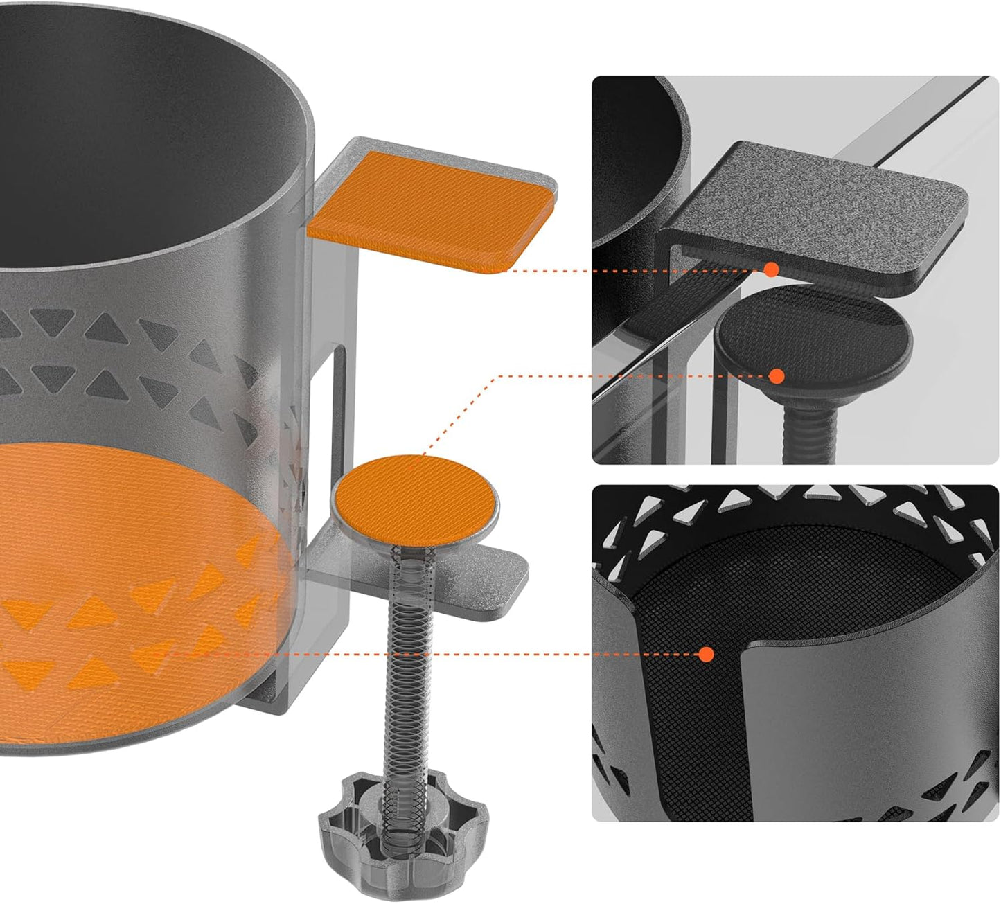 Desk Cup Holder Metal & Headphone Hanger 360° Rotating PC Gaming Desk Accessories Anti-Spill Table Cup Holder Clamp on Chair for Coffee Mugs Stanley YETI Bottles Pencil Holder