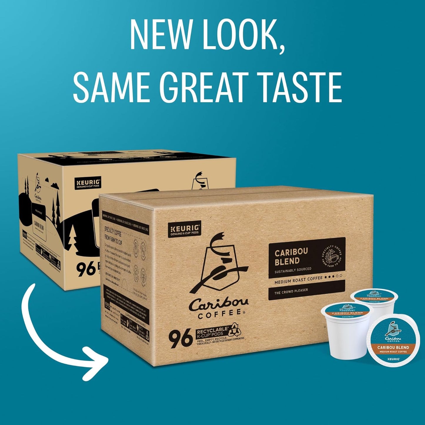 Caribou Coffee Caribou Blend Keurig Single-Serve K-Cup Pod, Medium Roast Coffee, 96 Count