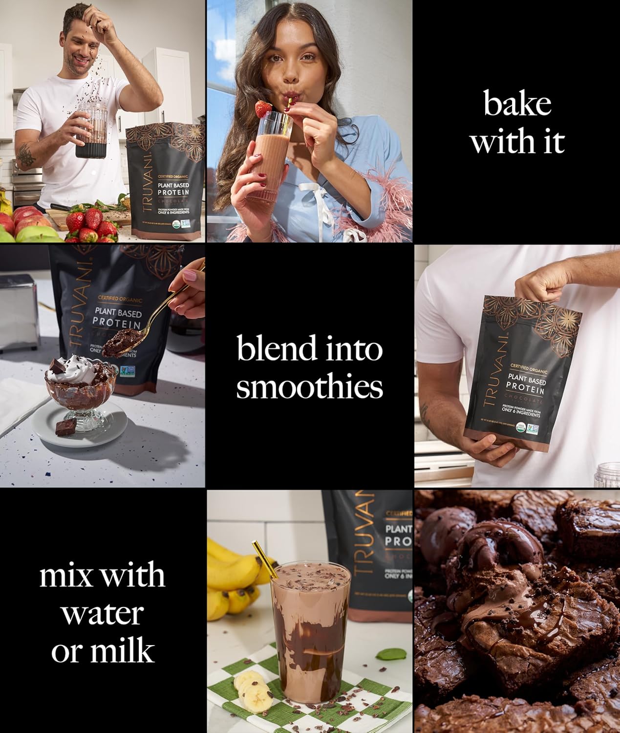 Truvani Vegan Pea Protein Powder | Chocolate | 20g Organic Plant Based Protein | 1 Serving | Keto | Gluten & Dairy Free | Low Carb | No Added Sugar