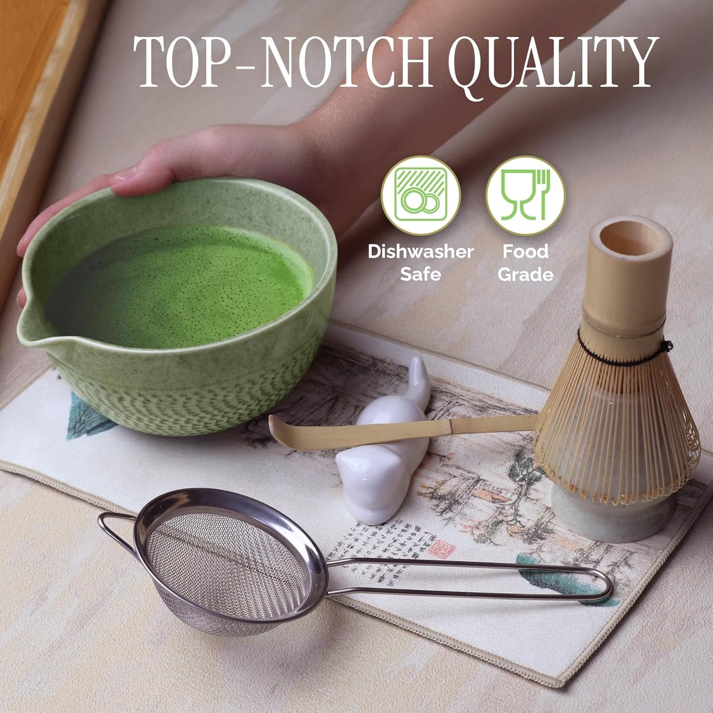 Matcha Whisk Set, 8-Piece Japanese Matcha Set - Ceremony Matcha Set with Matcha Sifter, Matcha Bowl, Whisk Holder, Matcha Whisk, Scoop & Magnetic Gift Box for Matcha Lovers - Matcha Kit