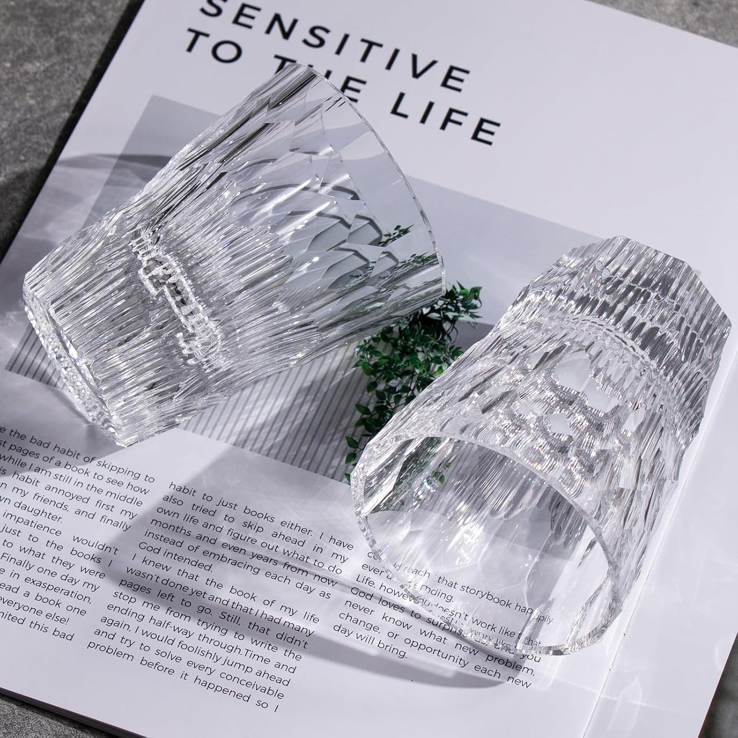 KAMMAK Crystal Whiskey Glasses Set of 2, Handcrafted 6.09oz Old Fashioned Glasses Stemless, Luxury Cocktail Glasses, Hand Blown Scotch Cup for Women, Men Gift for Rocks, Bourbon, Bar Barware