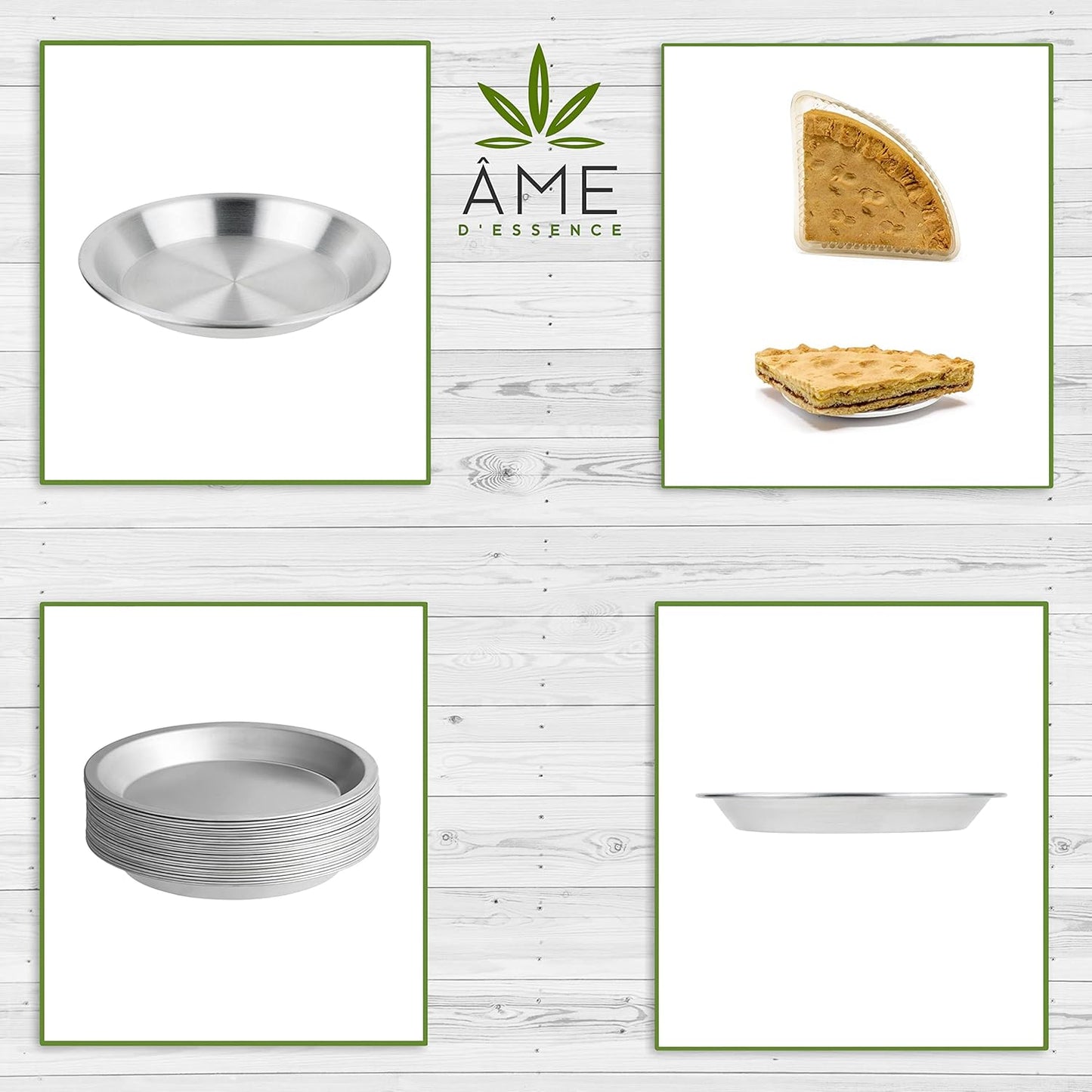 AME D'ESSENCE (1PC-9") Aluminum Pie Pan Commercial Grade Round Pie Plate Size 9" x 1mm Thick