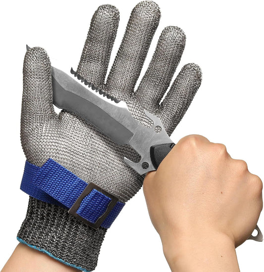 Schwer SlicePro ANSI A9 Cut Resistant Glove PR1706, Stainless Steel Mesh Metal Glove, Food Grade for Kitchen Cooking, Butcher Meat Cutting, Oyster Shucking, Mandoline, Non-PFAS (L, 1 PCS)