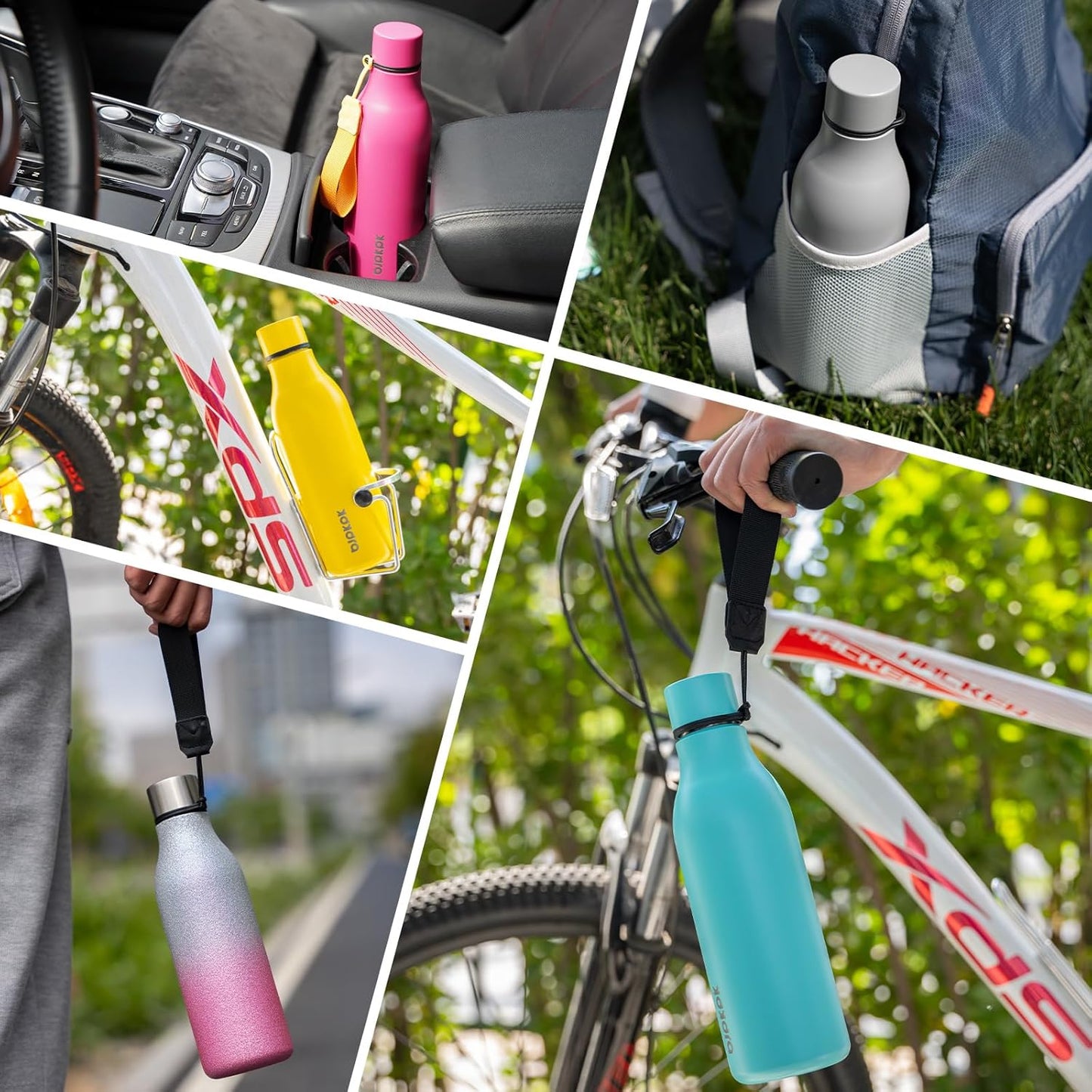 BJPKPK Insulated Water Bottles, 12oz Stainless Steel Metal Water Bottle with Strap, BPA Free Leak Proof Thermos, Mugs, Flasks, Reusable Water Bottle for Sports & Travel, Sky