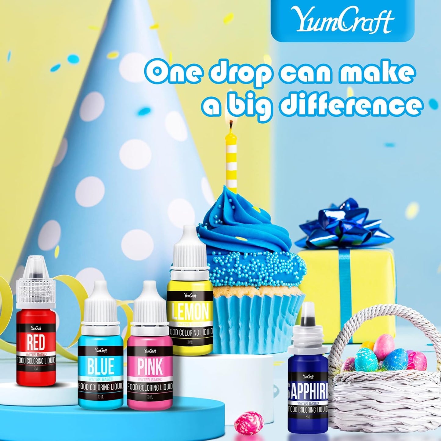 Food Coloring Liquid - Vibrant Color Food Coloring for Cake Decorating, Baking, Easter Egg, Icing - Tasteless Food Color Dye for Fondant, Cooking, Slime, Airbrush (Blue, 8 Fl.oz)