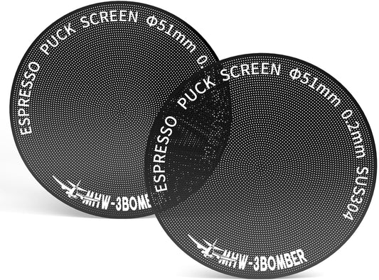 MHW-3BOMBER 51mm Espresso Puck Screen - 0.2mm Ultra Thin Espresso Puck - Metal Reusable Coffee Filter for Portafilter Basket 51mm - Puck Screen with Titanium Coating FG7048B-OS