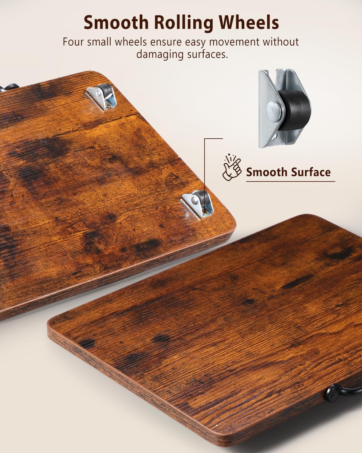 Appliance Slider, Sliding Tray for Coffee Maker, Coffee Pot Slider for Countertop, Kitchen Appliance Rolling Tray with Rubber Wheels (Rustic Brown, Large - Wide (16" X 12.5"))