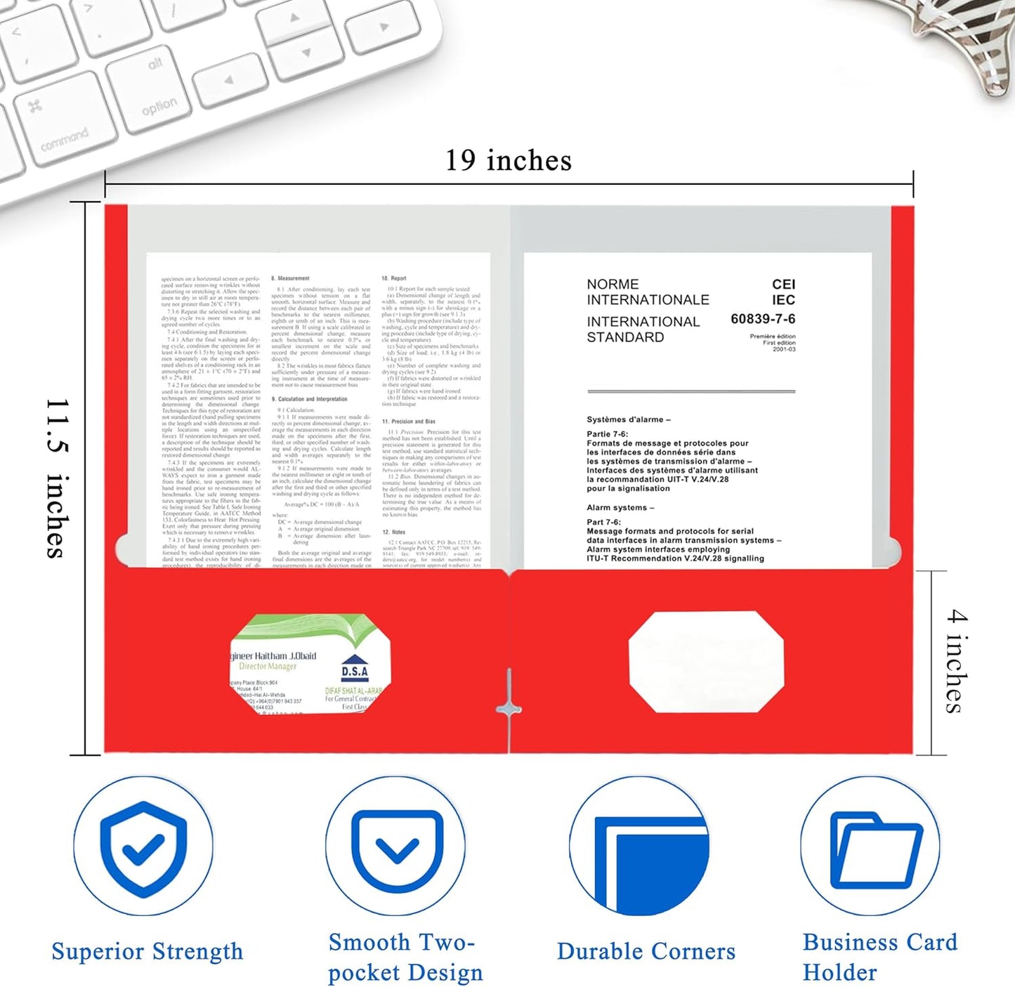 Zzrywuty File Folders with Pockets Letter Size, 25-Pack Paper Folders with Card Slot, Two Pocket Folders for School Students, Businessmen, Home and Office Workers（Red）