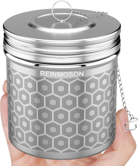 Reinmoson Extra Large Tea Infuser for Loose Tea & Spice Infuser for Cooking, Extra Fine Mesh Tea Strainers, 304 Stainless Steel Steeper for Black Tea, Rooibos, etc