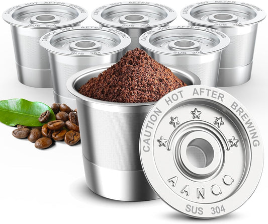 6 Pack K Cup Reusable Coffee Pods for Keurg: Stainless Steel Refillable K Cup - Reusable Coffee Filter for Keurg 1.0 Coffee Maker, Permanent, Eco-Friendly, BPA-Free