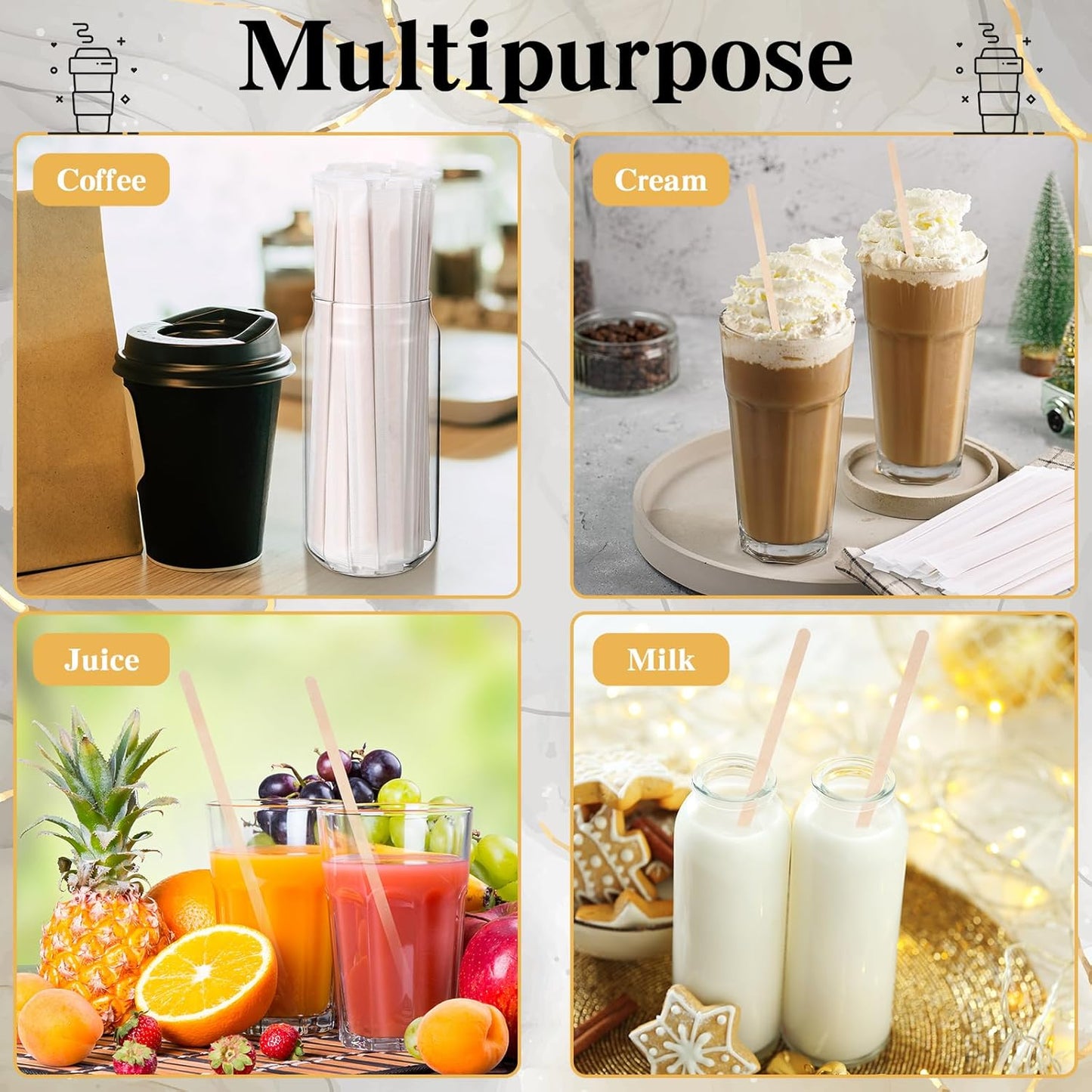 3000 Pcs Individually Wrapped Wooden Coffee Stirrers, Disposable Coffee Stir Sticks Round End Sticks Bulk Wood Stirrers for Cocktail Hot Drinks Restaurant Bar Home Office (5.5 Inch)