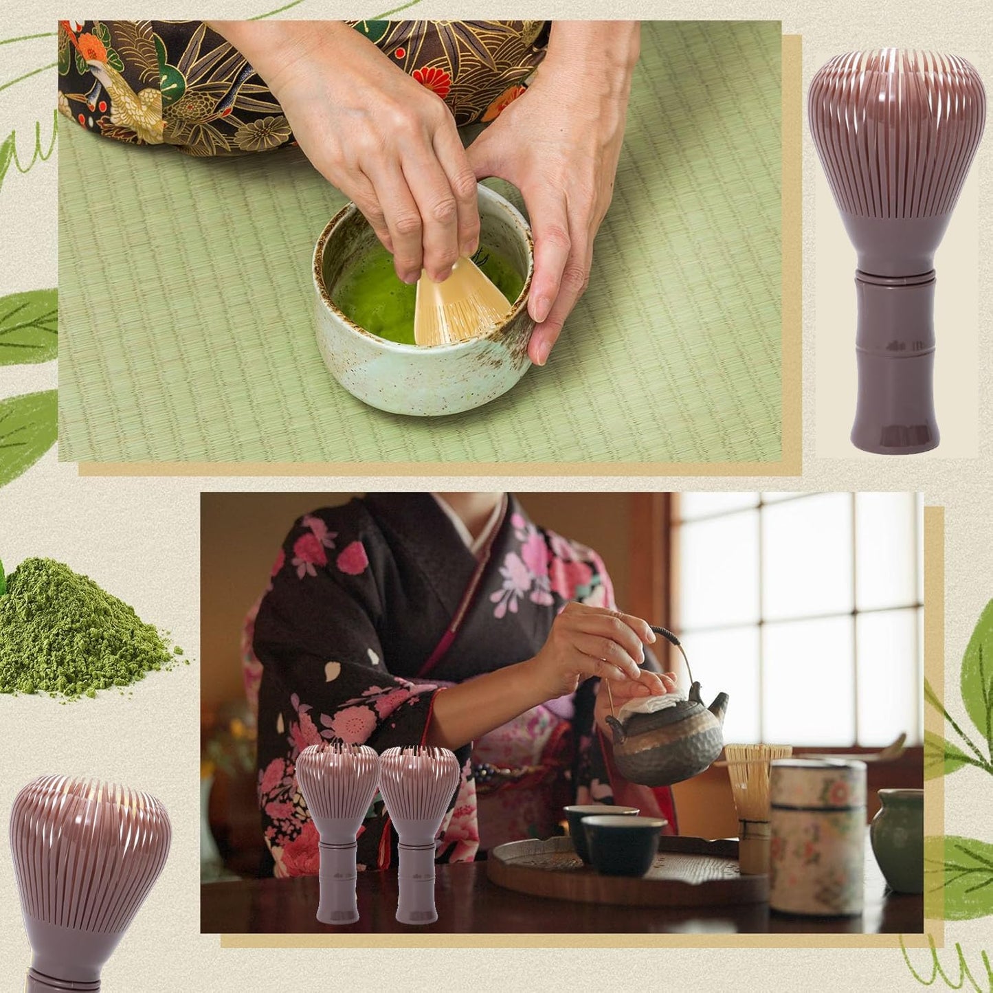 Traditional Matcha Whisk Reusable Resin Matcha Whisk Chasen Dishwasher Safe Matcha Stirrer Matcha Green Tea Powder Preparation Prepare Japanese Matcha Tea (Z_Coffee)