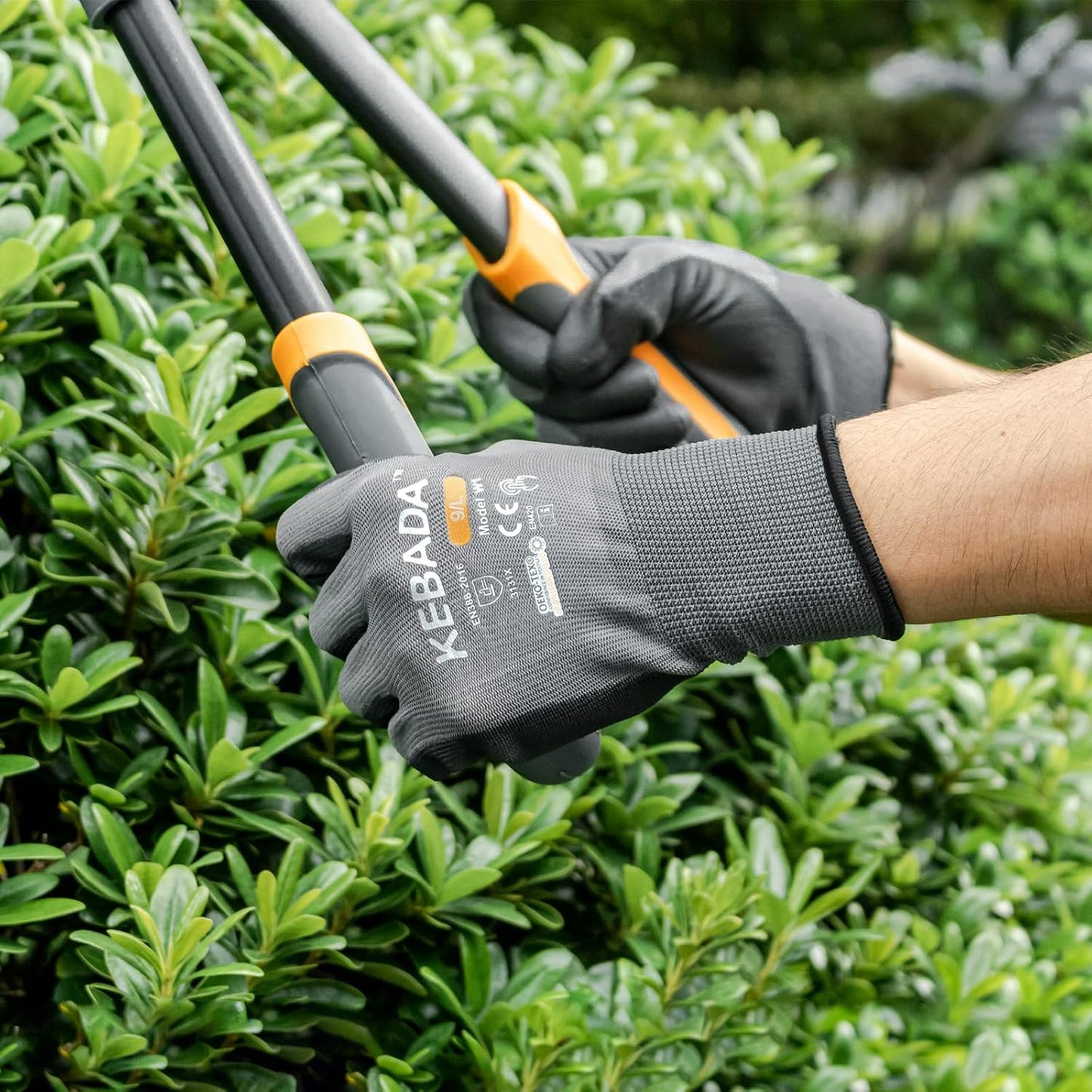 Kebada W1 Work Gloves for Men and Women, Touchscreen PU Coated Gloves with Grip, 50 Pairs Bulk Pack, Ideal for Warehouse Package Handling, Construction, Gardening, Gray X-Large