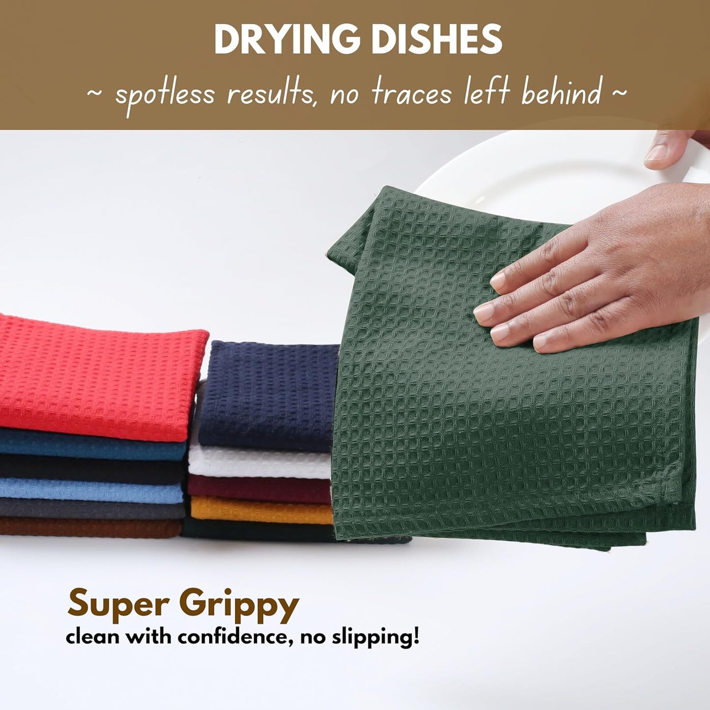 Native Fab Cotton Dish Towel & Dishcloths Set - 8 Piece, Soft, Absorbent, Fast Drying, Durable Towels for Cleaning, Baking, Cooking - Great for Home, Kitchen & Restaurant Use - Forest Green