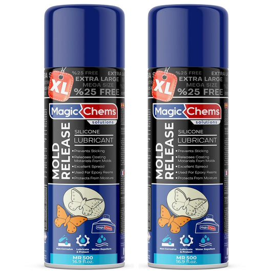 Silicone Mold Release Spray for Epoxy Resin (2 x 16.9 fl oz / 500ml) Mold Release Spray for Candle Making Releasing Agent for Silicone Molds (2 Pack Mega Size)