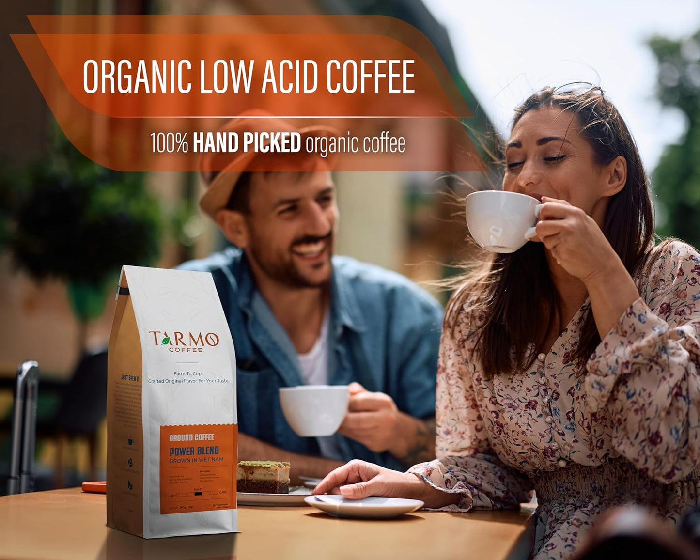 TARMO - POWER BLEND | Low Acid Ground Coffee | Specialty Vietnamese Coffee | Premium Arabica & Robusta Blend, Medium Roast Coffee, 12 Oz Bag
