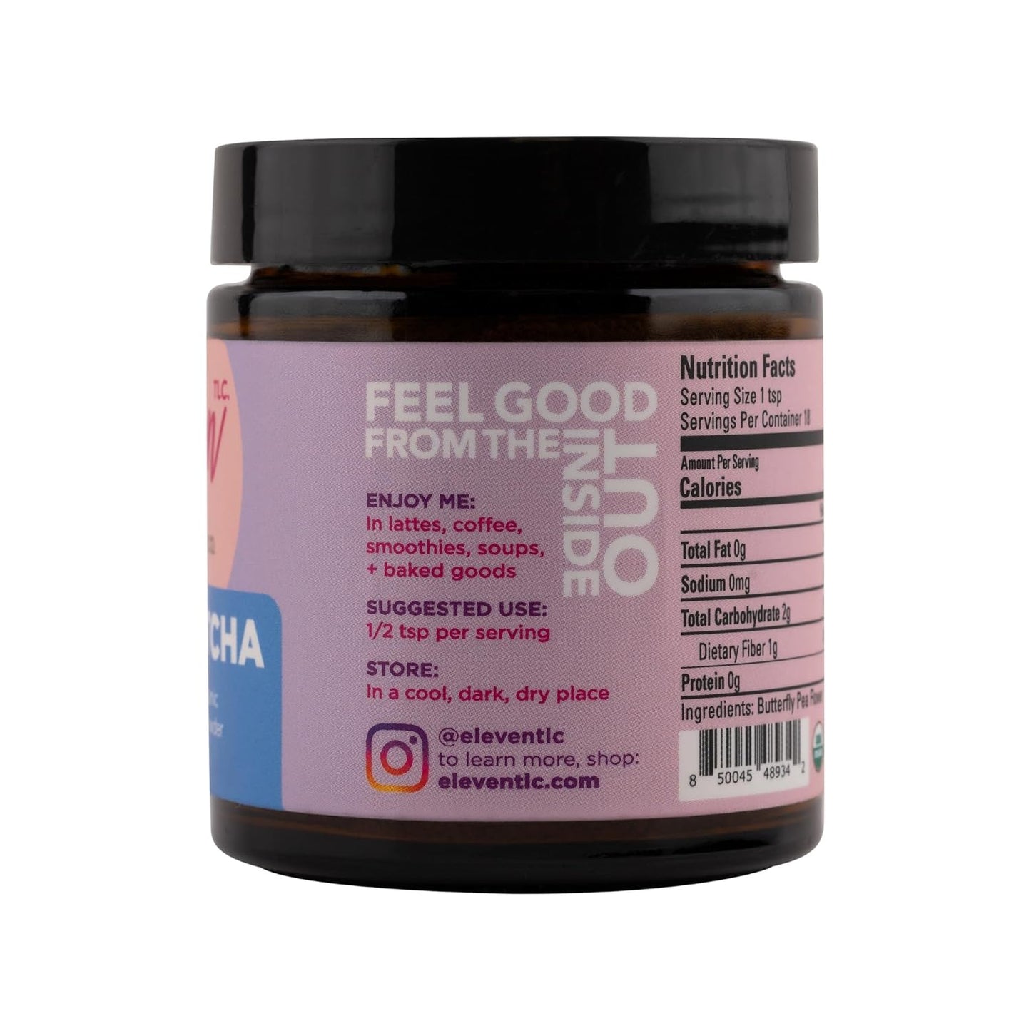 Eleven TLC, Blue Matcha Powder, Butterfly Pea Flower Powder, Matcha Blue Tea, Blue Matcha Latte, Caffeine Free Matcha, Glass Jar, 18 Servings