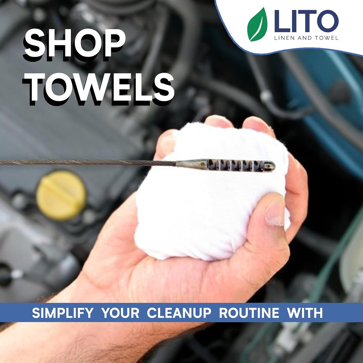 Shop Towels| Multipurpose Commercial and Residential Shop Cleaning| Car Wash, Polish, Housewares, Microwave, Coffee Machine, Restaurant, Bathrooms, Electronics, Auto Garage | 50 Pack 14"x12" White