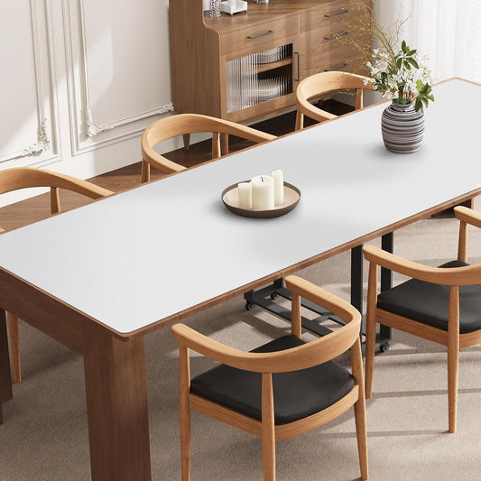 Pure White Plastic Table Cover Protector, 42" x 72" Waterproof Easy Flat PVC Desk Pad Mat, 1.5mm Thick Rectangle Vinyl Table Top Protector for Dining Room Table, Office, Dresser