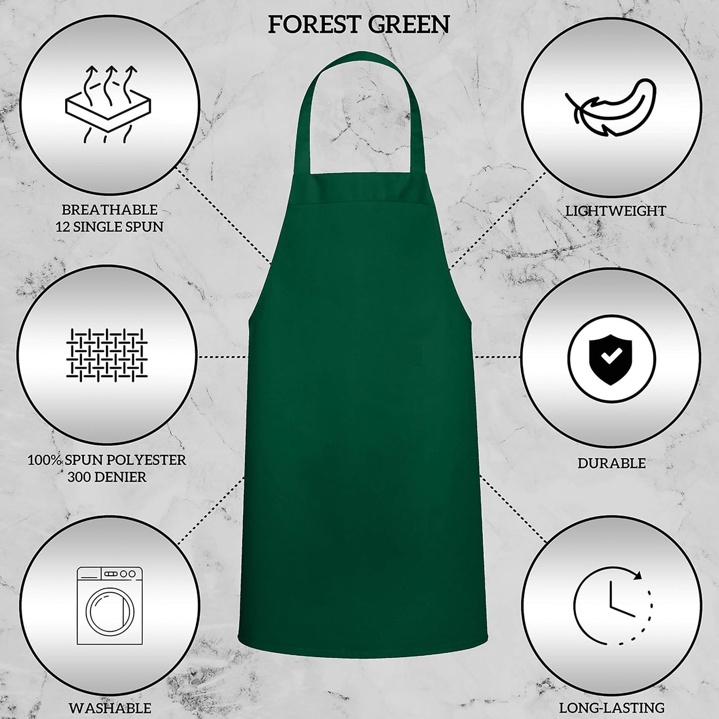 GREEN LIFESTYLE 12 Pack Professional Chef Apron – Grilling Aprons for Men, Waterproof Cooking Aprons for BBQ, Work or Restaurant Use, Kitchen Aprons for Women – Green, No Pockets